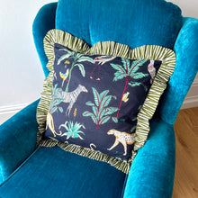 Load image into Gallery viewer, Black Safari Frill Cushion