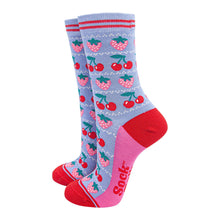 Load image into Gallery viewer, Strawberry & Cherry Bamboo Socks - Womens