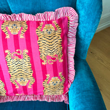 Load image into Gallery viewer, Pink Tiger Stripe Frill Cushion