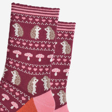 Load image into Gallery viewer, Hedgehog & Mushroom Bamboo Socks - Womens