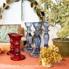 Load image into Gallery viewer, Navy Blue Glass Candle Holder
