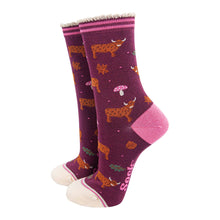 Load image into Gallery viewer, Highland Cow & Toadstool Bamboo Socks - Womens