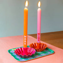 Load image into Gallery viewer, Orange Scalloped Metal Candle Holder