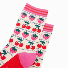 Load image into Gallery viewer, Strawberry & Cherry Bamboo Socks - Womens