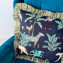 Load image into Gallery viewer, Black Safari Frill Cushion