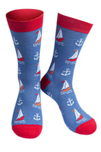 Load image into Gallery viewer, Sailing Boats Bamboo Socks - Mens
