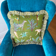 Load image into Gallery viewer, Khaki Green Safari Frill Cushion
