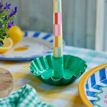 Load image into Gallery viewer, Green Scalloped Metal Candle Holder
