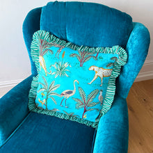Load image into Gallery viewer, Blue Safari Frill Cushion
