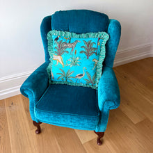 Load image into Gallery viewer, Blue Safari Frill Cushion
