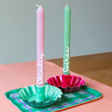Load image into Gallery viewer, Green Scalloped Metal Candle Holder
