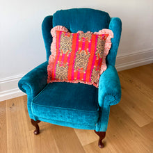 Load image into Gallery viewer, Pink &amp; Orange Tiger Stripe Frill Cushion
