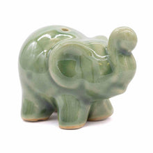 Load image into Gallery viewer, Elephant Ceramic Incense Holder Green
