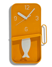 Load image into Gallery viewer, Orange Metal Sardine Tin Pendulum Wall Clock

