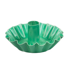 Load image into Gallery viewer, Green Scalloped Metal Candle Holder
