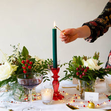 Load image into Gallery viewer, Red Glass Candle Holder
