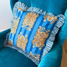 Load image into Gallery viewer, Blue Tiger Stripe Frill Cushion
