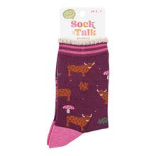 Load image into Gallery viewer, Highland Cow &amp; Toadstool Bamboo Socks - Womens

