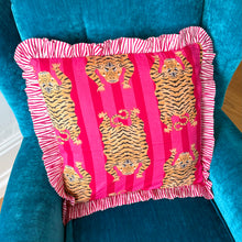 Load image into Gallery viewer, Pink Tiger Stripe Frill Cushion
