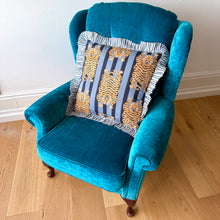 Load image into Gallery viewer, Grey Tiger Stripe Frill Cushion
