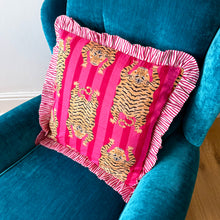 Load image into Gallery viewer, Pink Tiger Stripe Frill Cushion
