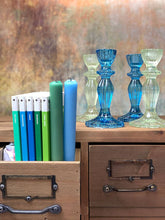 Load image into Gallery viewer, Blue Glass Candle Holder
