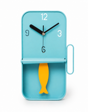 Load image into Gallery viewer, Blue Metal Sardine Tin Pendulum Wall Clock
