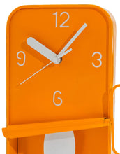 Load image into Gallery viewer, Orange Metal Sardine Tin Pendulum Wall Clock
