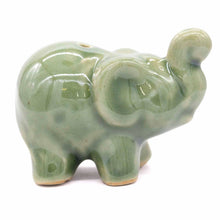 Load image into Gallery viewer, Elephant Ceramic Incense Holder Green
