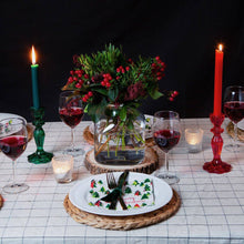 Load image into Gallery viewer, Dark Green Glass Candle Holder
